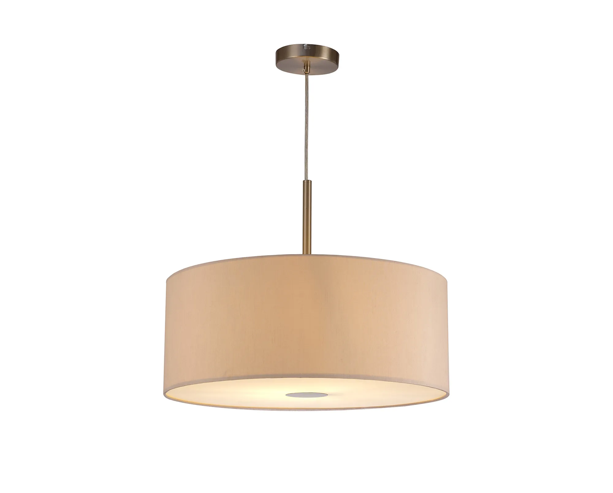 Baymont 50cm Pendant 1 Light Satin Nickel, Nude Beige/Moonlight, Frosted Diffuser DK0304  Deco Baymont SN NU